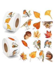 Rollos de Pegatinas Acuarela Otoñal BkeeCten - 1000 pcs