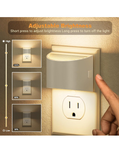 Luz Nocturna LED JandCase Enchufable 2 Paquete Sensor Automático