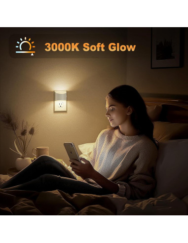 Luz Nocturna LED JandCase Enchufable 2 Paquete Sensor Automático