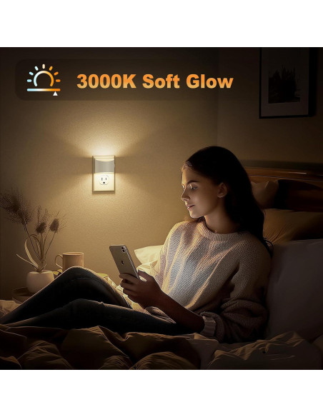 Luz Nocturna LED JandCase Enchufable 2 Paquete Sensor Automático