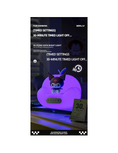 Luz Nocturna Dimmable Kuromi de Silicona para Niños 1200mAh 2