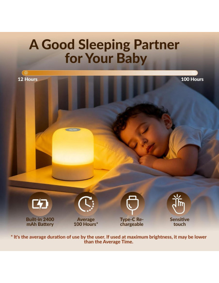 Luz Nocturna Táctil Recargable Cravonel 2400mAh 3 Colores