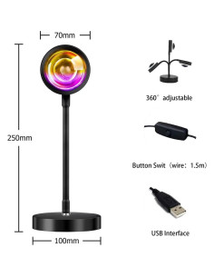 Lámpara de Proyección de Atardecer LED RGB 10W con Control Remoto 2