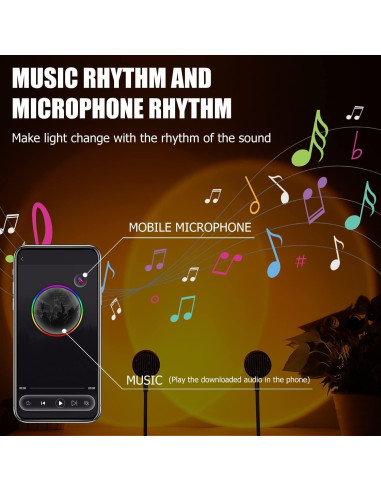 Lámpara de Proyección de Atardecer LED RGB 10W con Control Remoto