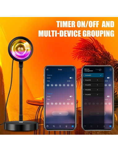 Lámpara de Proyección de Atardecer LED RGB 10W con Control Remoto