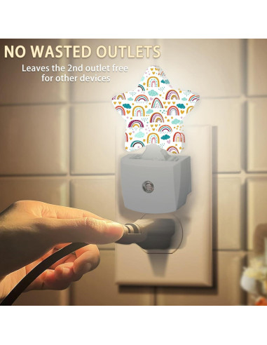 Luz Nocturna Enchufable Losthll Arcoíris Corazón Estrella