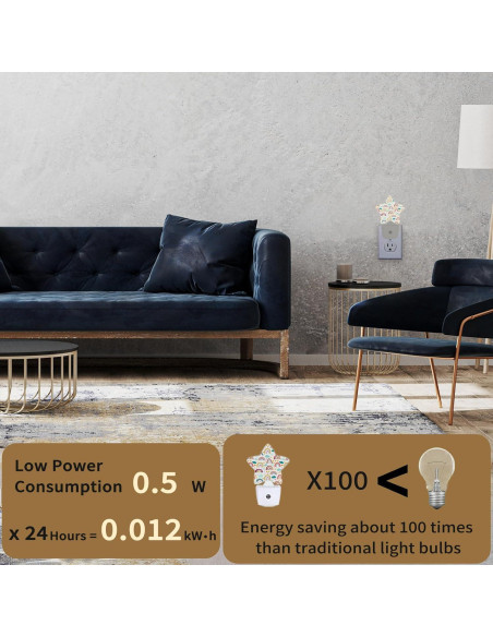 Luz Nocturna Enchufable Losthll Arcoíris Corazón Estrella