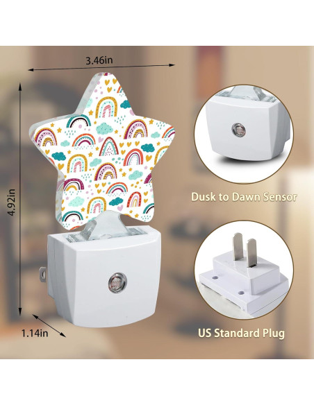 Luz Nocturna Enchufable Losthll Arcoíris Corazón Estrella