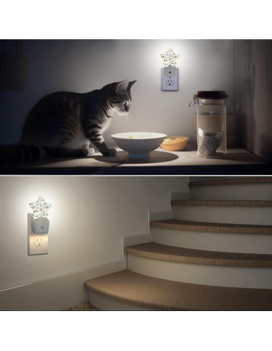 Luz Nocturna Enchufable Losthll Arcoíris Corazón Estrella