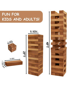 Juego de Bloques de Madera Juegoal 54 Piezas Gigante Marrón 2