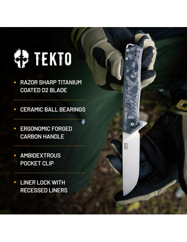Cuchillo de bolsillo TEKTO F1 Alpha - Acero D2 Titanio 19.7cm