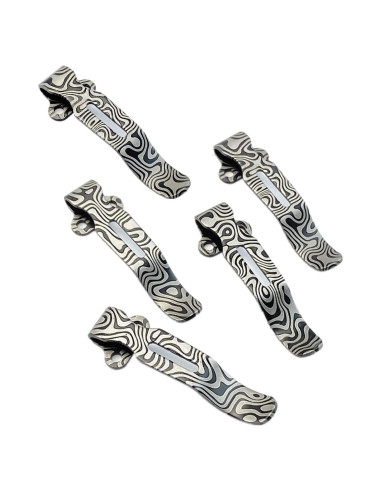 5 Clips de Cuchillo de Acero Inoxidable Genérico Patrón Damasco
