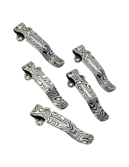 5 Clips de Cuchillo de Acero Inoxidable Genérico Patrón Damasco