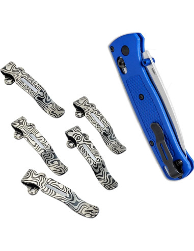 5 Clips de Cuchillo de Acero Inoxidable Genérico Patrón Damasco