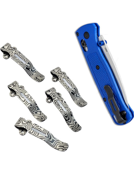 5 Clips de Cuchillo de Acero Inoxidable Genérico Patrón Damasco
