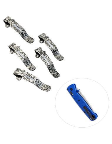 5 Clips de Cuchillo de Acero Inoxidable Genérico Patrón Damasco