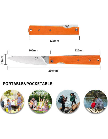 Cuchillo Plegable Miki Chef Acero Inoxidable 440A Naranja