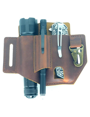 Organizador de Cinturón EDC de Cuero JJNUSA 4 Compartimentos