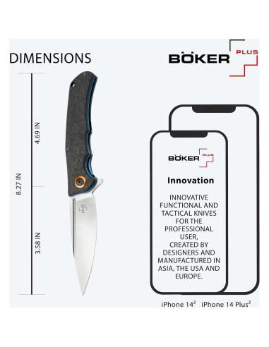 Cuchillo Plegable EDC Boker Plus Nubilum D2 21 cm Fibra Carbono