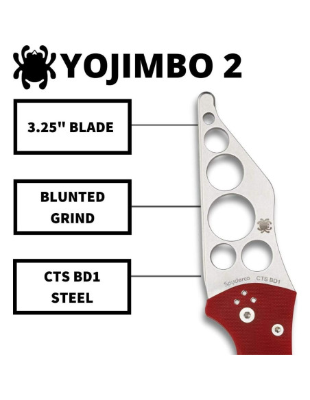 Cuchillo Entrenador Spyderco Yojimbo 2 Rojo G-10 8.26 cm