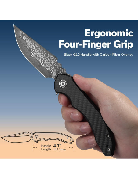 Cuchillo Plegable CIVIVI Bluetick Damasco 8.81 cm Mango G10