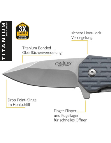 Cuchillo Plegable Camillus 19399, Hoja 5.7 cm, Azul