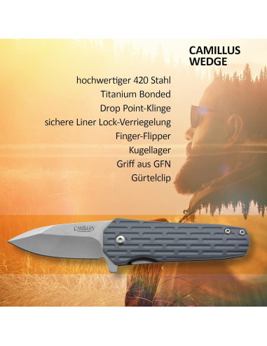 Cuchillo Plegable Camillus 19399, Hoja 5.7 cm, Azul