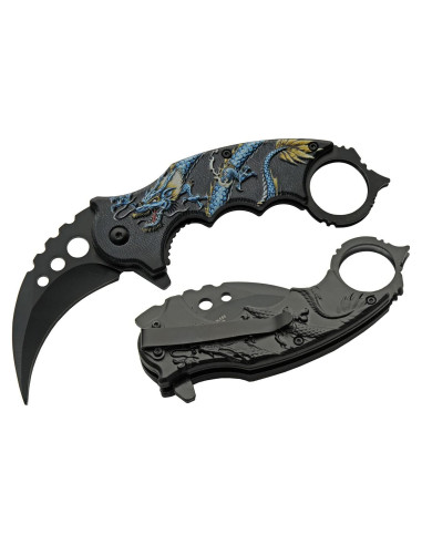 Cuchillo Karambit Plegable SZCO Supplies 17.78 cm Azul