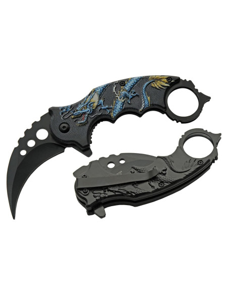 Cuchillo Karambit Plegable SZCO Supplies 17.78 cm Azul