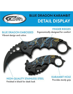 Cuchillo Karambit Plegable SZCO Supplies 17.78 cm Azul 2