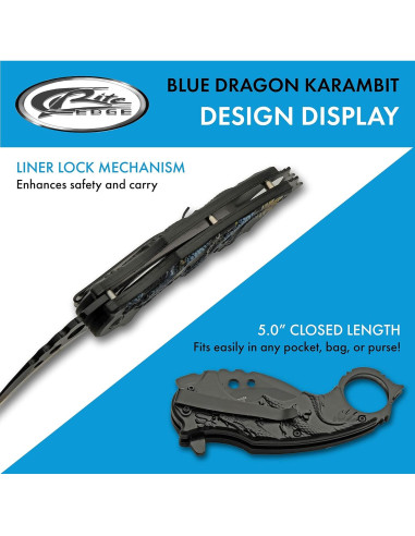 Cuchillo Karambit Plegable SZCO Supplies 17.78 cm Azul