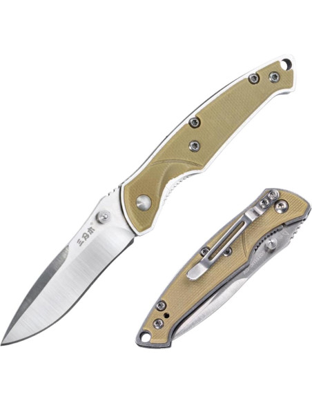 Cuchillo Plegable Sanrenmu SRM-6029LUC 53mm Hoja Amarillo