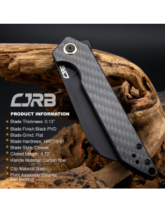 Cuchillo Plegable CJRB Rampart J1907-BCF Acero AR-RPM9 2