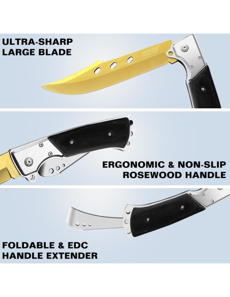 Cuchillo Plegable Táctico MADSABRE 32.5 cm Mango Madera Rosa