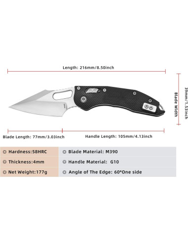 Cuchillo de bolsillo plegable Genérico FlexRun05 9 cm Negro