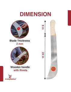 Machete Panga Caribeño Armory Replicas 61 cm Acero Carbono 2