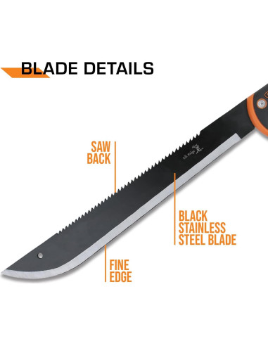 Machete Elk Ridge ER-279S 54.61 cm Acero Inoxidable Naranja