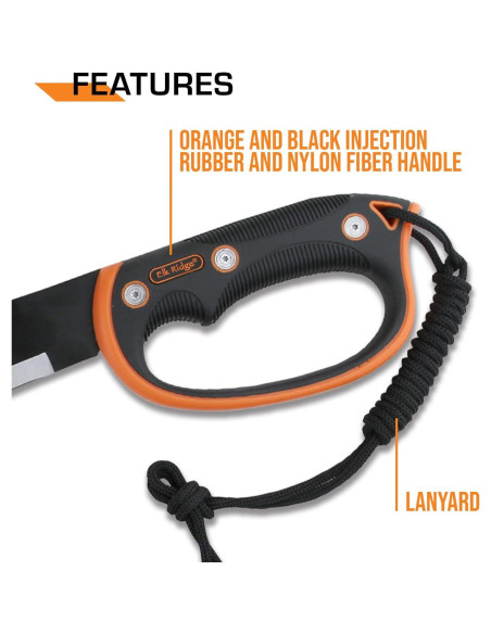 Machete Elk Ridge ER-279S 54.61 cm Acero Inoxidable Naranja