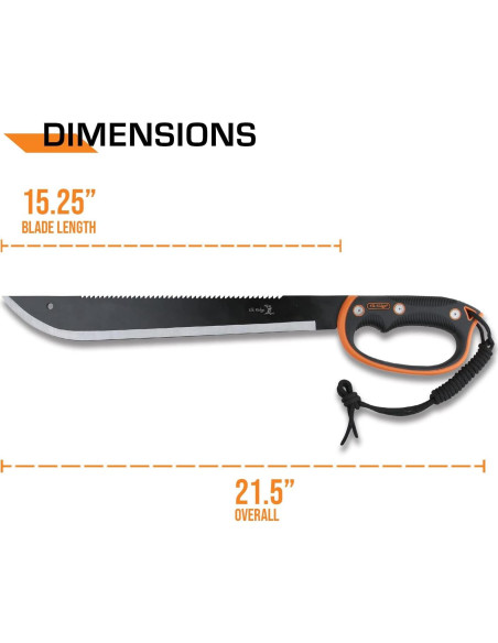 Machete Elk Ridge ER-279S 54.61 cm Acero Inoxidable Naranja