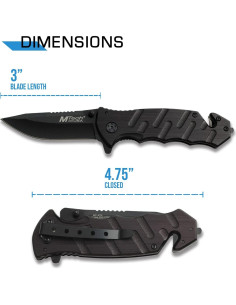 Cuchillo de Rescate Táctico MTech MT-424BK Negro 8.3cm 2