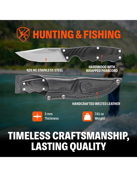 Cuchillo de Caza Condor Credo CTK11935SS - Acero Inoxidable 8.97 cm