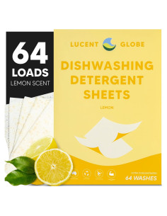 Hojas de detergente para lavavajillas Lucent Globe 64 unidades
