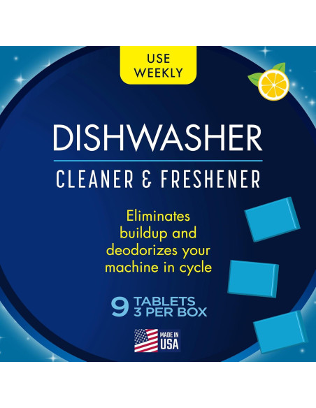 Limpiador y Desodorante para Lavavajillas Glisten - 9 Tabletas Aroma Limón