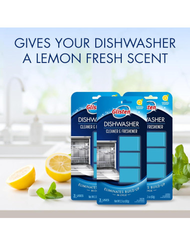 Limpiador y Desodorante para Lavavajillas Glisten - 9 Tabletas Aroma Limón