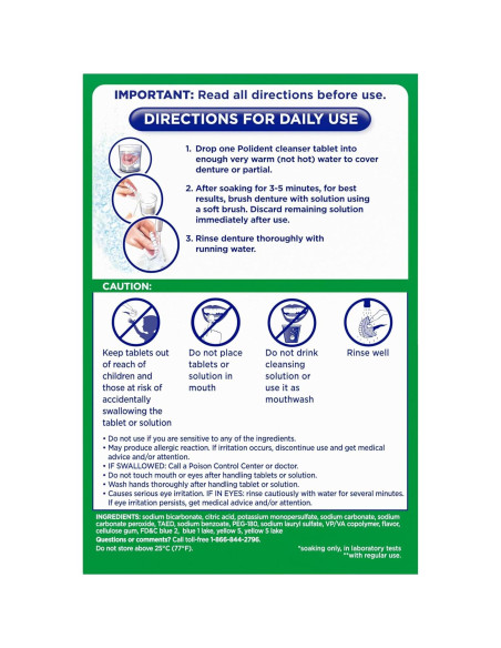 Tabletas Limpiadoras de Dentaduras Polident 3 Minutos - 252 Unidades