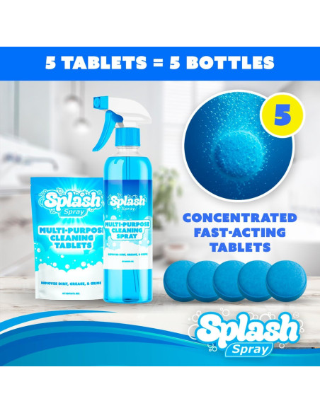 Tabletas de Limpieza Multiusos Splash Spray - 5 Tabletas
