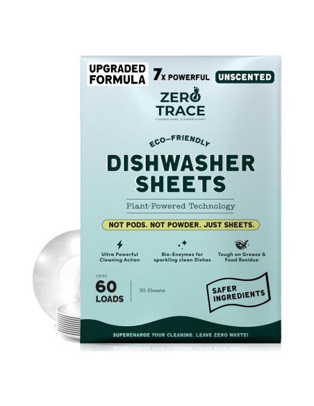 Hojas de Detergente Ecológicas Zero Trace - 60 Cargas Sin Fragancia