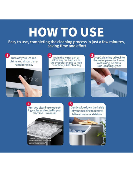 100 Tabletas Limpiadoras para Máquinas de Hielo Maebho