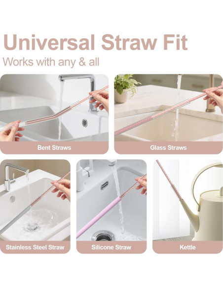 Cepillo Limpiador de Pajitas de Silicona YOTIME - 2 Pcs Rosa