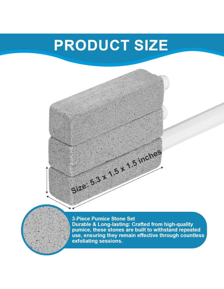 3 Piedras Pómez Herda con Mango Largo para Limpieza Eficaz
